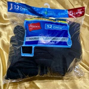 Hanes 12-Pack Boys' Crew Socks in Black